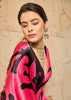 Hot Pink Printed Satin Silk Saree