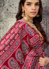 Red Printed Satin Silk Saree