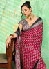 Scarlet Red Printed Satin Silk Saree