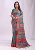 Teal Green Woven Linen Cotton Saree