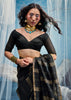 Black Woven Munga Cotton Saree