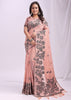 Rose Peach Woven Cotton Linen Silk Saree