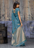 Dusky Blue Woven Banarasi Satin Silk Saree