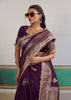 Royal Purple Woven Banarasi Satin Silk Saree