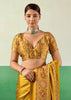 Golden Yellow Printed Satin Silk Saree