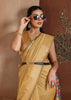 Golden Beige Woven Banarasi Silk Saree