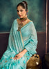 Sky blue Woven Munga Cotton Silk Saree