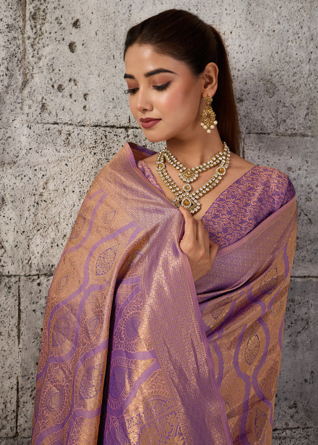 Purple Woven Kanjivaram Silk Saree