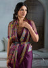 Berry Purple Printed Satin Silk Saree