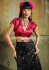 Ink Black Banarasi Tusser Silk Saree
