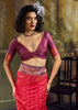 Raspberry Red Woven Banarasi Silk Saree