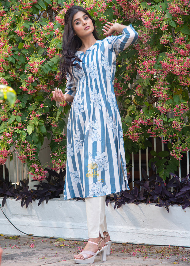 Azure Line Bloom Cotton Suit Set (10702044430529)