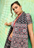 Black Printed Satin Silk Saree