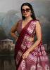 Beet Red Printed Satin Silk Saree
