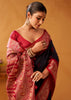 Black and Red Woven Banarasi Cotton Silk Saree
