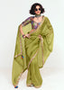 Kiwi Green Designer Embroidered Tissue Saree