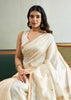 Snow White Woven Tussar Silk Saree