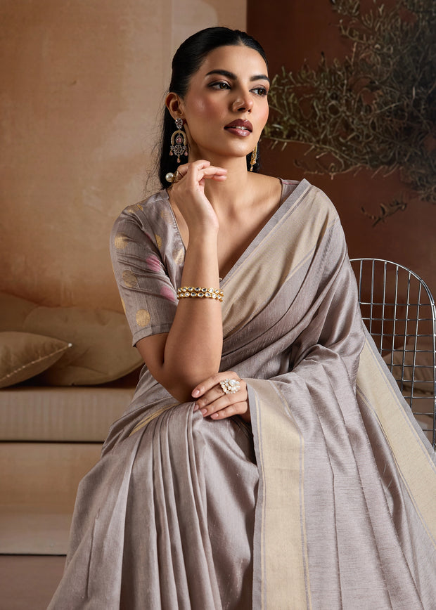 Iris Purple Woven Banarasi Silk Saree