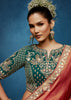 Rust Orange Embroidered Designer Tissue Saree