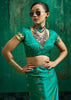 Marine Green Woven Banarasi Satin Silk Saree