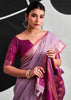 Lavender Purple Woven Linen Cotton Silk Saree