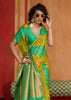 Green Yellow Woven Banarasi Silk Saree