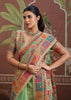 Pista Green Woven Cotton Kashmiri Jamewar Saree