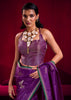 Prism Purple Woven Banarasi Satin Linen Silk Saree