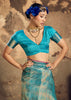 Firozi Blue Woven Kanjivaram Silk Saree