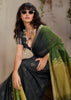 Black And Green Woven Cotton Silk Saree