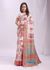 Snow White Woven Linen Cotton Saree