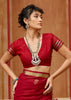 Cherry Red Woven Cotton Silk Saree