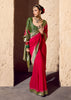 Red & Green Woven Crepe Georgette Saree