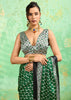 Forest Green Printed Satin Silk Saree