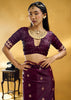 Wine Purple Woven Banarasi Satin Silk Saree
