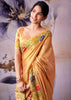 Golden Orange Woven Tissue Silk Saree
