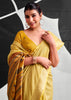 Dusky Yellow Woven Linen Cotton Silk Saree