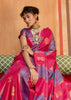 Pink Blue Woven Banarasi Silk Saree