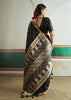 Phantom Black Woven Tussar Silk Saree