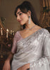 Platinum Grey Tissue Organza Designer Saree