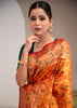 Inaya : Orange Ikat Patan Patola Banarasi Saree with Brocade Border