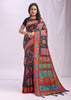 Phantom Black Woven Linen Cotton Saree