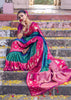 Blue And Pink Woven Banarasi Silk Saree