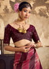 Pink And Maroon Rangkat Satin Silk Saree