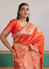 Peel Orange Woven Banarasi Satin Silk Saree