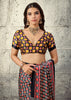 Black Printed Satin Silk Saree