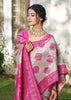 Magenta Pink Woven Banarasi Silk Saree