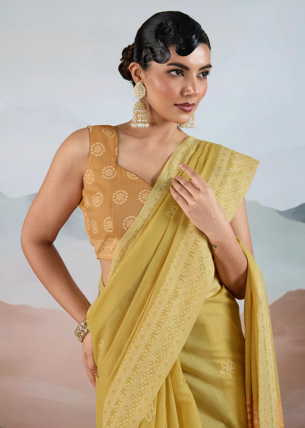 Aurora Yellow Woven Cotton Saree