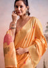 Orange Peach Woven Linen Cotton Silk Saree
