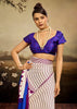 Off white Printed Satin Silk Saree